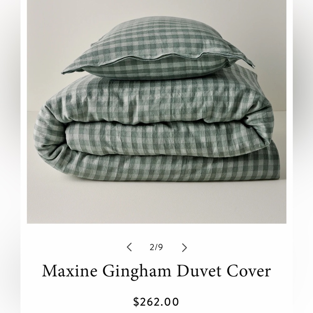 Magnolia Maxine Gingham Duvet Cover Set - Dusty Green